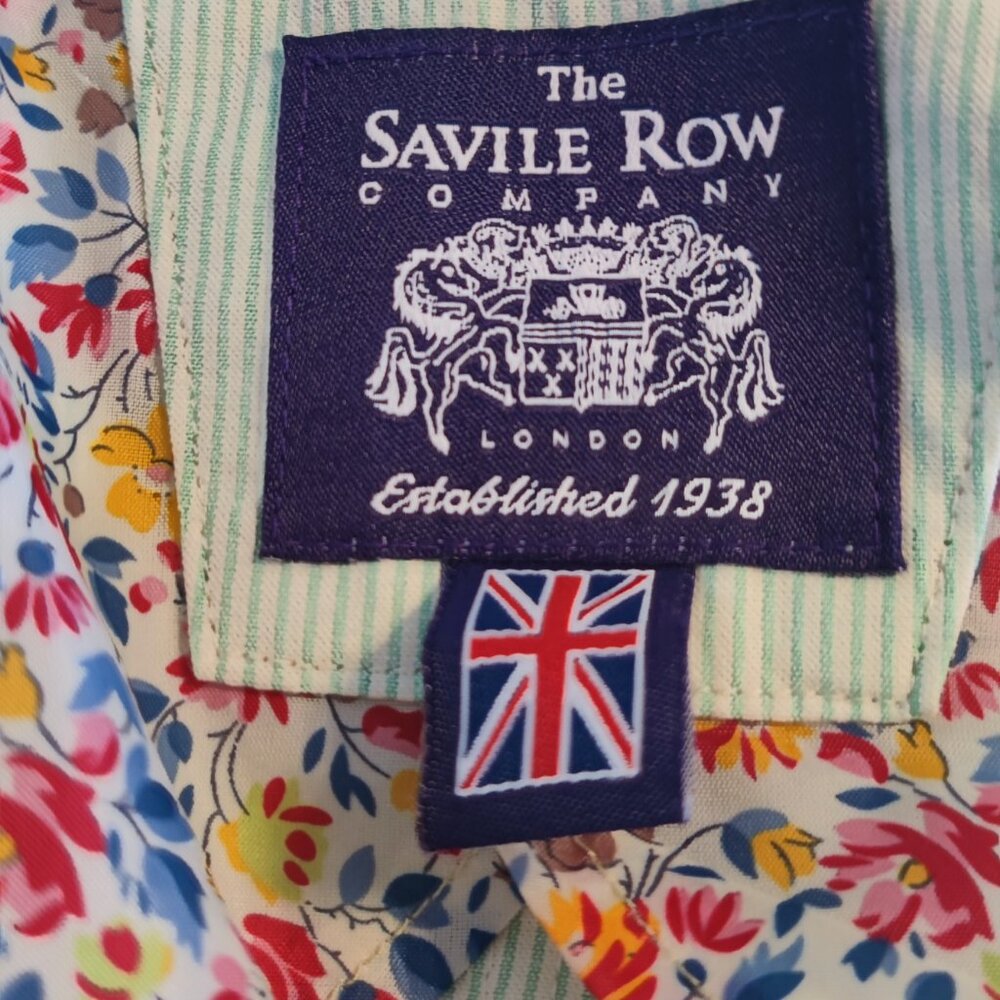The Savile Row Co Maddox Mens Striped Blazer Jacket Sports Coat Tan White 38R - Picture 9 of 9